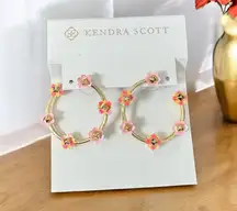 NWT! Kendra Scott Deliah Gold Open Frame Hoops in Pink Mix