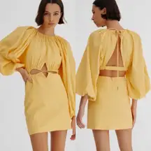 NEW Significant Other Arwyn Cutout Mini Dress 4 Small Sunflower Yellow
