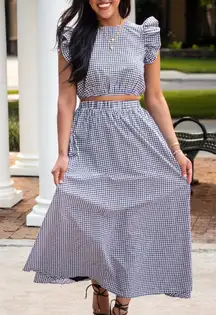 TCEC Black & White Gingham Matching Skirt Set Size Medium