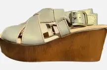 Sbicca Daytona gold metallic platform Wedge Sandals 8 nib