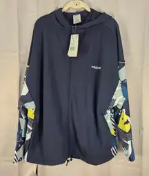 NWT Adidas X Farm Rio Womens Legend Ink Green Tin Full Zip Hoodie Jacket Large