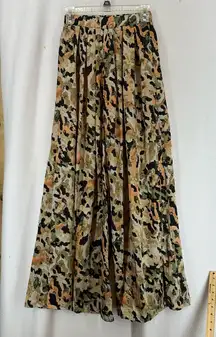 Floral Wide Leg High Waisted Pants Womens Small Yellow