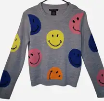 TRENDY THREADS  Grey cotton smiley face sweater SZ -S