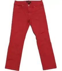 WHBM womens 00 red jeans 5 pocket, straight leg