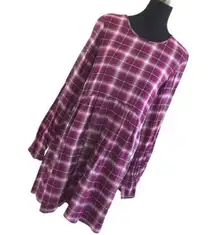 BCBGeneration Cranberry Plaid Baby Doll Dress