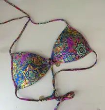 Luli Fama paisley multicolor padded triangle bikini top - small 