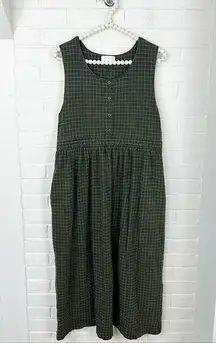 Vintage Jones New York Green Plaid Velvet Touch Dress