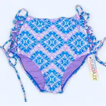 Sundazed High Waist Side Tie Bikini Bottom in Indigo-go Geometric size M NWT