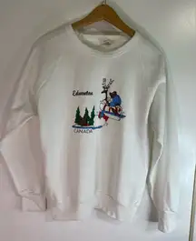 Vintage White Graphic Sweatshirt Women  Size Medium Made in Canada