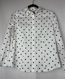 Talbots White Shirt with Black Polka Dots