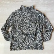 Urban Outfitters Leopard Mock Neck Waffle Top