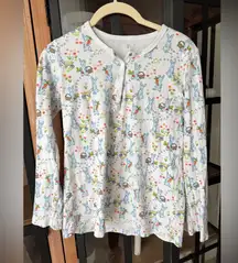 Roller Rabbit pajamas henley top hippity hoppity spring bunny print long sleeve