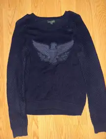 Vintage Navy Blue Ralph Lauren Sweater With Eagle Design 