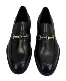 Vagabond Delia Women's 36 US6 Black Leather Loafers Gold Horsebit Minimal Flats