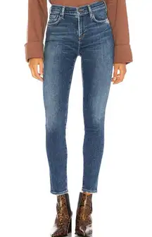 AGOLDE Sophie Mid Rise Ankle Skinny Jeans Distressed Medium Wash Tame Blue 27