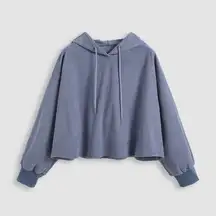 Cider Plus Women’s Oversized Hooded Textured Sweatshirt in Blue Size 3XL