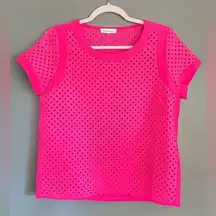 Sugar Lips‎ HOT PINK Bubblegum Mesh Polka Dot Cutout Top Size S