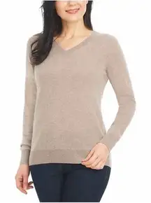 Hilary Radley 100% cashmere Sweater Beige V-neck 100% Cashmere Sweater Medium