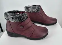 Wanderlust Perth Womens Faux Leather Faux Fur Lined Ankle Boots size 8 Burgundy