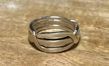 Sterling Silver Modern Three Band 925  Puzzle Ring