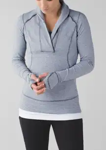 Lululemon ‘Think Fast Pullover’ Mini Check Pique White Heathered Slate / White
