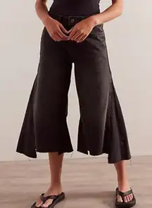 #24 NWT Free People Ripple Wide-Leg Crop Jeans in Fade To Black