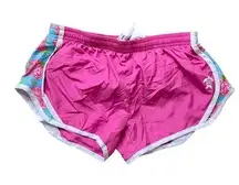 Simply Southern Women's Pink Rose Pattern Drawstring Running Shorts‎ Size Small