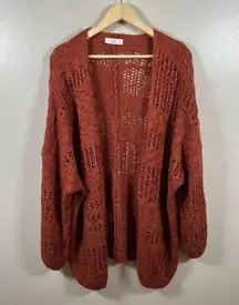 TALULAH  Cardigan Sweater Size Medium Burnt Orange Open Front Oversized Cozy