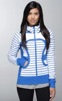 Lululemon Scuba Hoodie II in Stroll Stripe Pipe Dream Blue White