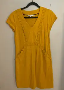 Boden Yellow Textured V-Neck Mini Dress