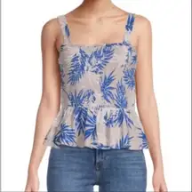 Bcbgmaxazria Tops Bcbg Palm Print Peplum Top Nwot size L (b18)