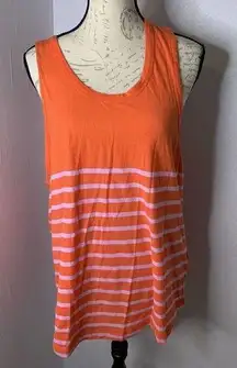 J‎ Crew Tank Top Womens Large Sunset Orange Striped Longline Layering Shirt NEW!