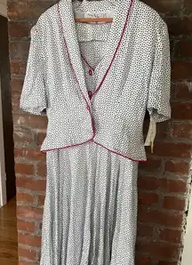 Vintage Nicole Miller 2 Piece Polka Dot Dress Blazer Set Union Made in USA NWT‎