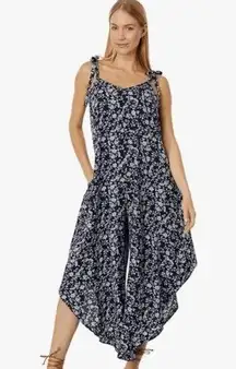 Vince Camuto Women's Plus Size Floral Tie Shoulder Angled Hem Jumpsuit 2X