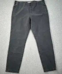 Soft Surroundings Black Denim Pull On Pants Women's Large Elastic Waist Straight