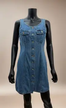 Old Navy Denim Button Front Sleeveless Dress Blue A-Line Casual Sz S
