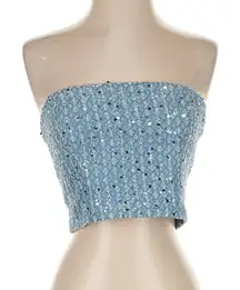 Rotate Blue Sparkly Cropped Bustier