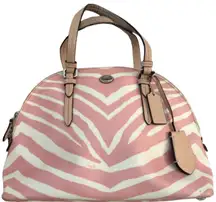 Coach Peyton Cora Domed Satchel Pink Cream Zebra Print Shoulder Bag