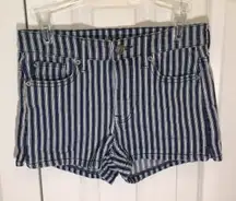Striped Denim Shorts