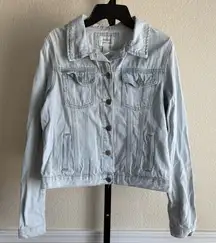 Light Wash Denim Jacket Button Front Cotton Layering Size Small