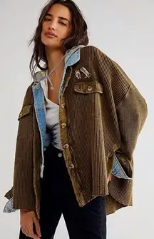 Free People FP One Scout Oversized Waffle Shirt Jacket Size Medium