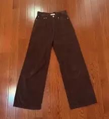 Brown Corduroy Wide Leg Pants