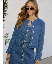 VICI Maryline Cropped Denim Jacket Size Large