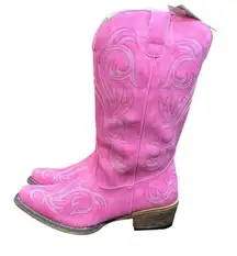 Roper Womens Size 8 Pink Faux Leather Riley Cowboy Boots New!