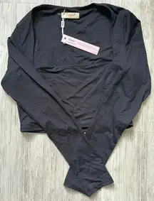 Qinsen | Women’s Long Sleeve Square Neck Crop Top | NWT | Large