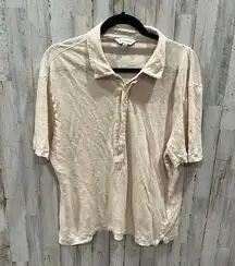 Club Monaco Tan Popover Collared 100% Linen Shirt