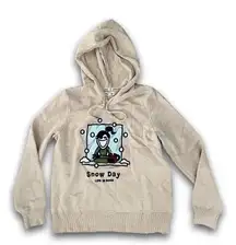 Life Is Good S Women's Embroidered 'Snow Day' Beige Pullover Sweatshirt Hoodie