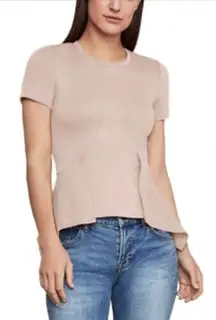 BCBG MaxAzria Knit Bare Pink Peplum Top