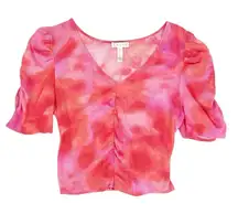 Leith Pink Watercolor Crop Top Small