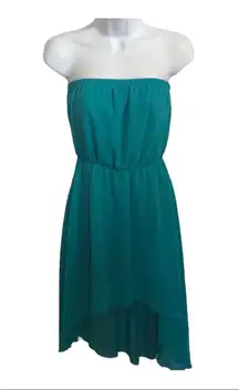 C’est toi teal aqua‎ tube strapless high low dress juniors size S